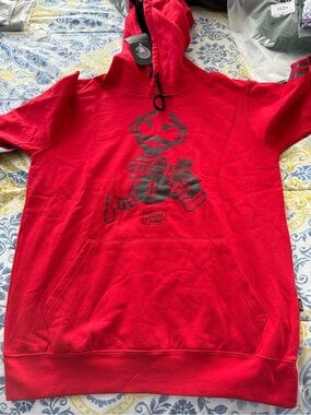 Crooks & Castles Men’s Red Hoodie with Black Graphic Logo